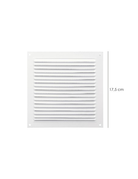 Rejilla Ventilación Aluminio Con Mosquitera Atornillable 175 x 175 mm. Color Blanco