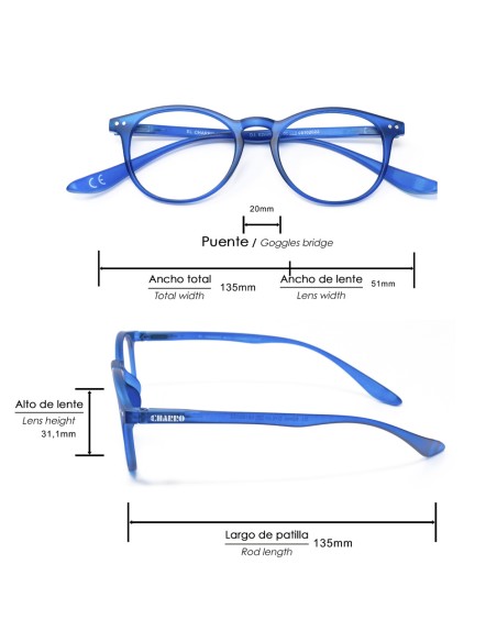 Gafas Lectura Connecticut Color Azul Aumento +1,0 Patillas Para Colgar Del Cuello , Gafas De Vista, Gafas De Aumento