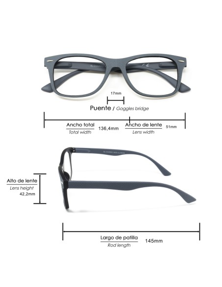 Gafas Lectura Illinois Gris Aumento +2,5 Gafas De Vista, Gafas De Aumento, Gafas Visión Borrosa