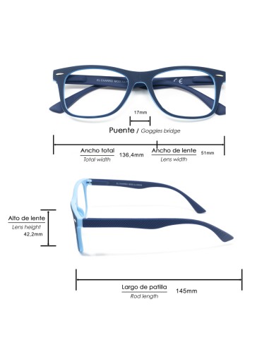 Gafas Lectura Illinois Azules. Aumento +3,5 Gafas De Vista, Gafas De Aumento, Gafas Visión Borrosa