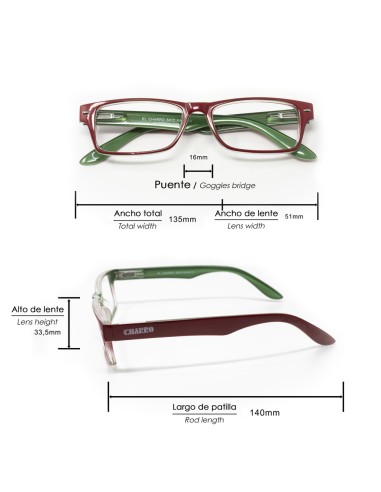 Gafas Lectura Kansas Rojo / Verde. Aumento +1,0 Gafas De Vista, Gafas De Aumento, Gafas Visión Borrosa