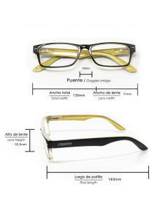 Gafas Lectura Kansas Negro / Amarillo. Aumento +1,0 Gafas De Vista, Gafas De Aumento, Gafas Visión Borrosa 2