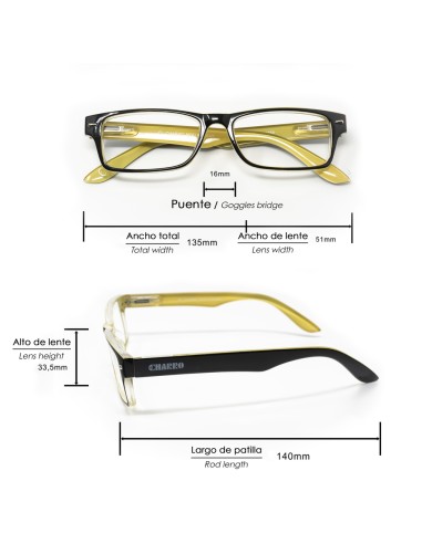 Gafas Lectura Kansas Negro / Amarillo. Aumento +1,0 Gafas De Vista, Gafas De Aumento, Gafas Visión Borrosa