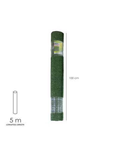 Cesped Artificial 7 mm. Rollo 1x5 metros. Césped Moqueta Para Interior y Exterior. Jardín, Terraza, Balcón. Uso Domestico