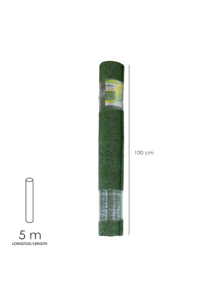 Cesped Artificial 7 mm. Rollo 1x5 metros. Césped Moqueta Para Interior y Exterior. Jardín, Terraza, Balcón. Uso Domestico