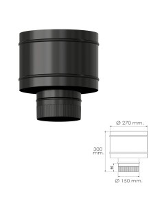 Terminal Antirrevocante Estufa Vitrificado Negro Ø 150 mm. Sombrero Tubo Chimenea, Sombrero Tubo Humo, Sombrero Tubo Calefacción 2