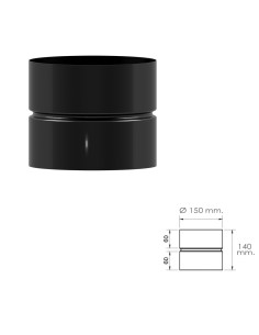 Manguito Union Tubos Estufa Vitrificado Negro Hembra - Hembra Ø 150 mm. Machon, Empalme Tubos Chimena, Empalme Tubos Estufa, 2