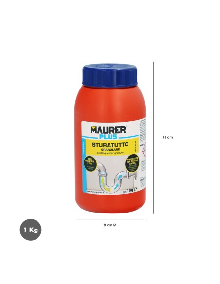Desatascador Granular Profesional 1 Kg. Desatascador De Tuberías, Eliminador De Atascos, Limpiador De Tuberías