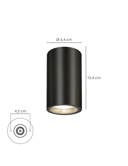 Lampara Techo Foco Gu10 Ip65 Negro Aplique Techo, Luz Jardín, Lámpara Jardín, Luz Exterior, Aplique Jardín