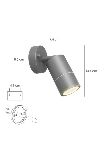 Lampara Aplique Exterior GU10 IP44 Color Antracita Aplique Techo, Luz Jardín, Lámpara Jardín, Luz Exterior, Aplique Jardín