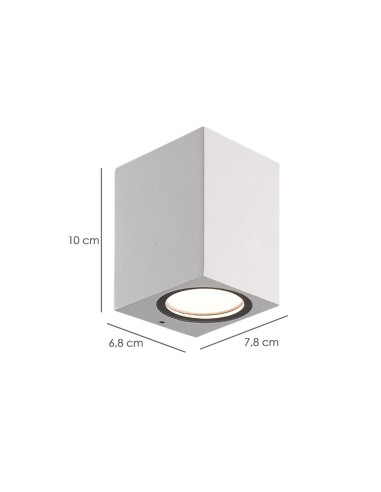 Lampara Aplique Cuadrado GU10 IP65 Color Blanco Aplique Techo, Luz Jardín, Lámpara Jardín, Luz Exterior, Aplique Jardín