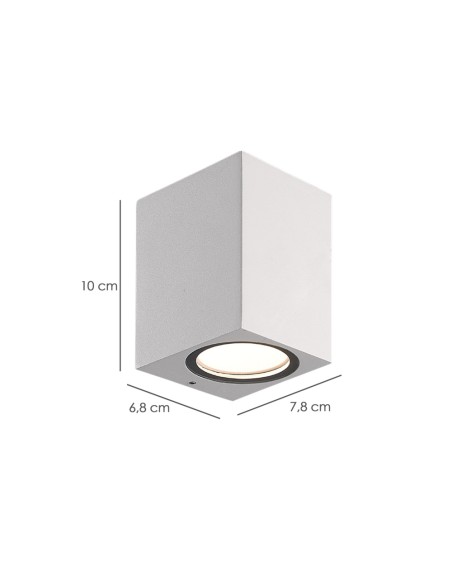 Lampara Aplique Cuadrado GU10 IP65 Color Blanco Aplique Techo, Luz Jardín, Lámpara Jardín, Luz Exterior, Aplique Jardín
