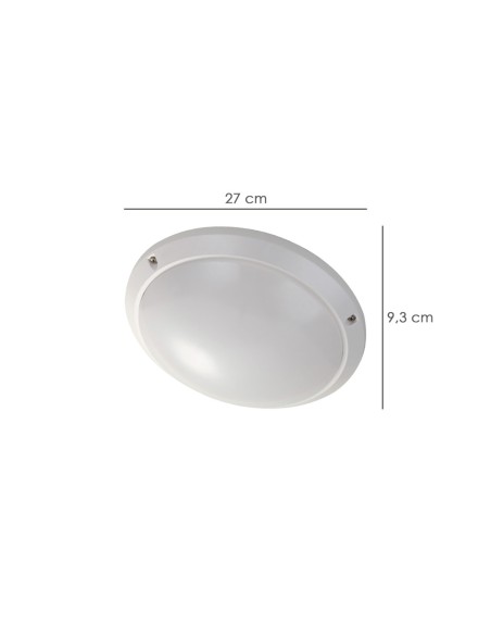 Lampara Plafon Interiores / Exteriores IP45 Portalamparas E27 Ø 27 x 9,5 cm.