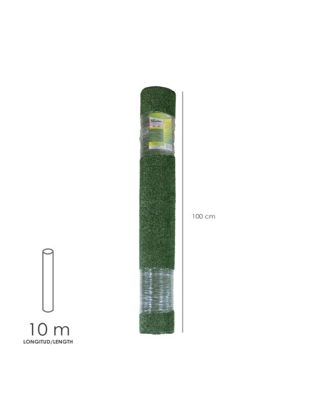 Cesped Artificial 7 mm. Rollo 1x10 mt. Césped Moqueta Para Interior y Exterior. Jardín, Terraza, Balcón. Uso Domestico