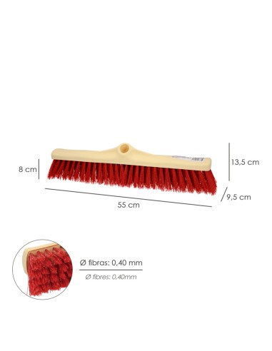 Cepillo Barrendero Industrial Fibra Suave PVC. Soporte Polipropileno 50 cm. (Sin Mango)