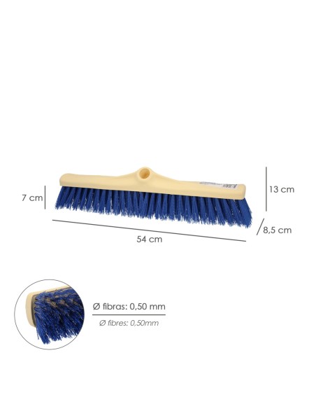 Cepillo Barrendero Industrial Fibra Semi Rigida PVC. Soporte Polipropileno 50 cm. (Sin Mango)