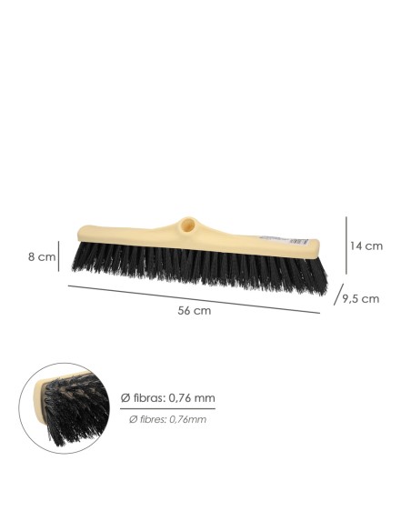 Cepillo Barrendero Industrial Fibra Rigida PVC. Soporte Polipropileno 50 cm. (Sin Mango)