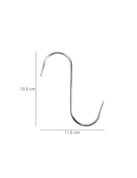 Gancho Carnicero Inoxidable Nº 3 de 140 x 5 mm. gancho para productos carnicos.