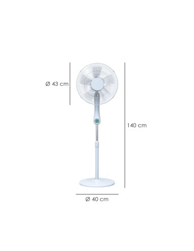 Ventilador Suelo Silencioso Con Mando. Ø 43 cm. Altura 140cm. 55 watt. 55 watt. Ventilador programable. Ventilador oscilante.