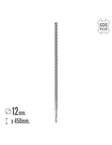 Broca Sds Plus 8 Filos Cortantes Especial Para Hormigon Armado Ø 12 x 450 mm. Broca Paredes, Broca Cimientos, Broca Muros