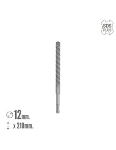 Broca Sds Plus 8 Filos Cortantes Especial Para Hormigon Armado Ø 12 x 210 mm. Broca Paredes, Broca Cimientos, Broca Muros 2