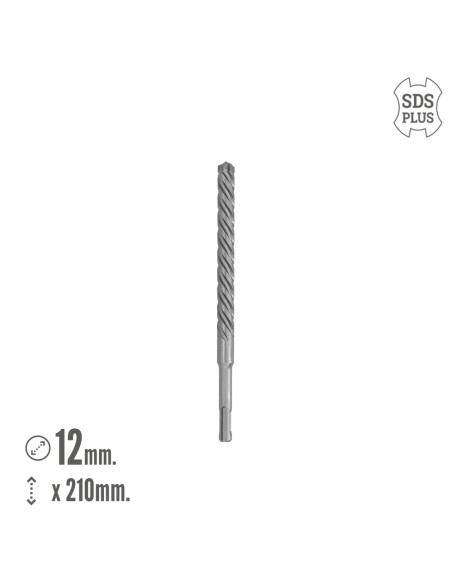 Broca Sds Plus 8 Filos Cortantes Especial Para Hormigon Armado Ø 12 x 210 mm. Broca Paredes, Broca Cimientos, Broca Muros