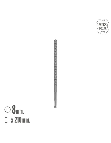 Broca Sds Plus 8 Filos Cortantes Especial Para Hormigon Armado Ø 8 x 210 mm. Broca Paredes, Broca Cimientos, Broca Muros