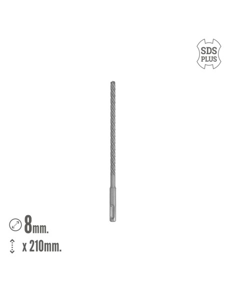 Broca Sds Plus 8 Filos Cortantes Especial Para Hormigon Armado Ø 8 x 210 mm. Broca Paredes, Broca Cimientos, Broca Muros