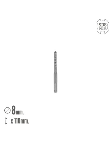 Broca Sds Plus 8 Filos Cortantes Especial Para Hormigon Armado Ø 8 x 110 mm. Broca Paredes, Broca Cimientos, Broca Muros