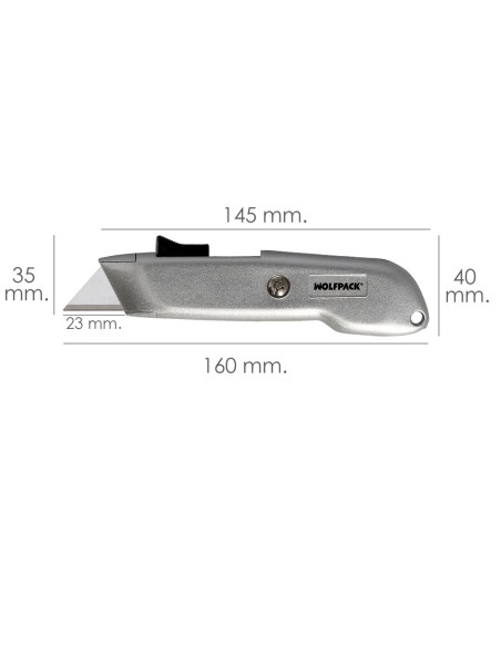 Cuchillo Autoretractil Con Hoja Acero Sk5 Carcasa De Aluminio Diseño Ergonomico, Cuchillo Seguridad, Cutters Seguridad,