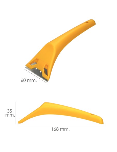 Rascavidrios Plastico Amarillo Hoja 60 mm. Rasqueta Vitroceramica, Rascador Vidrio, Rascador Vitroceramica,