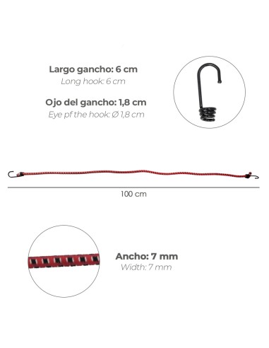 Pulpo De Goma Con Ganchos 1,0 Metro 2 Unidades
