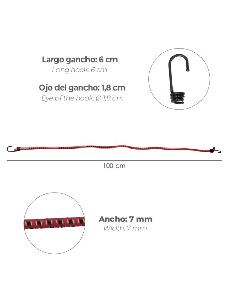 Pulpo De Goma Con Ganchos 1,0 Metro 2 Unidades