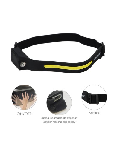 Linterna Led Frontal Cabeza Ajustable 350 Lumenes 4 Modos, Cinta Ajustable, Bateria Recargable Con Sensor Movimiento