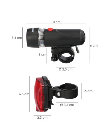 Kit Luces Led Delantera y Trasera Para Bicicleta / Patinete. Funcionamiento a Pilas.