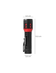 Linterna LED De Mano Mini Aluminio Recargable USB (1.200 mah) 500 Lumenes 5 Watt. Con Función Zoom y Clip Sujeción 2