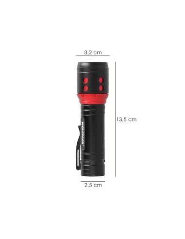 Linterna LED De Mano Mini Aluminio Recargable USB (1.200 mah) 500 Lumenes 5 Watt. Con Función Zoom y Clip Sujeción