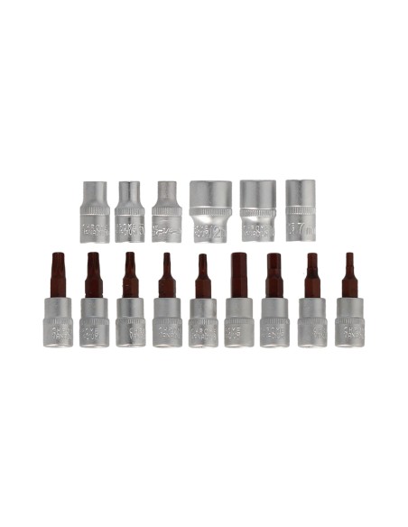 Llave Dinamometrica 1/4" Con 9 Puntas Hexagonales y 5 Vasos. Llave De Torque Camiones, Coches, Motos, Micro Ajustes, Acero CRV