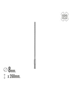 Broca Sds Plus 8 Filos Cortantes Especial Para Hormigon Armado Ø 8 x 260 mm. Broca Paredes, Broca Cimientos, Broca Muros 2