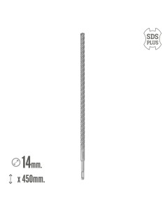 Broca Sds Plus 8 Filos Cortantes Especial Para Hormigon Armado Ø 14 x 450 mm. Broca Paredes, Broca Cimientos, Broca Muros 2