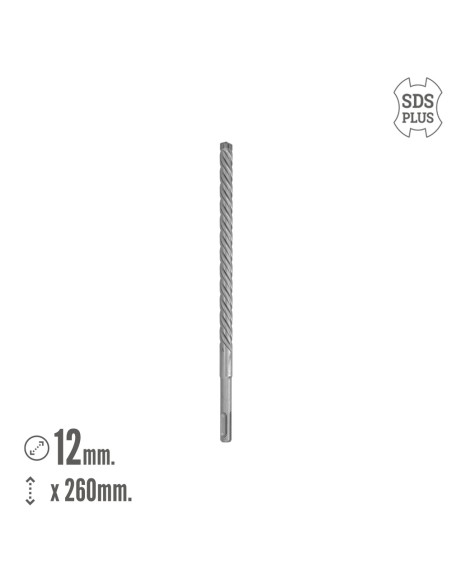 Broca Sds Plus 8 Filos Cortantes Especial Para Hormigon Armado Ø 12 x 260 mm. Broca Paredes, Broca Cimientos, Broca Muros