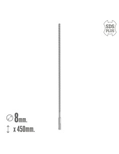 Broca Sds Plus 8 Filos Cortantes Especial Para Hormigon Armado Ø 8 x 450 mm. Broca Paredes, Broca Cimientos, Broca Muros 2
