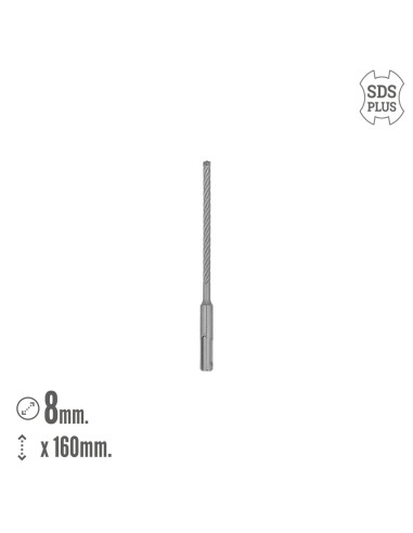 Broca Sds Plus 8 Filos Cortantes Especial Para Hormigon Armado Ø 8 x 160 mm. Broca Paredes, Broca Cimientos, Broca Muros