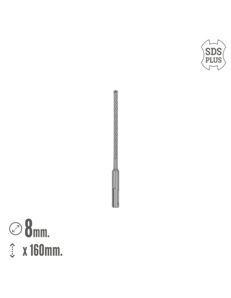 Broca Sds Plus 8 Filos Cortantes Especial Para Hormigon Armado Ø 8 x 160 mm. Broca Paredes, Broca Cimientos, Broca Muros