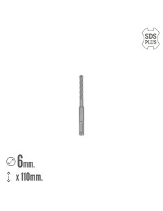 Broca Sds Plus 8 Filos Cortantes Especial Para Hormigon Armado Ø 6 x 110 mm. Broca Paredes, Broca Cimientos, Broca Muros 2