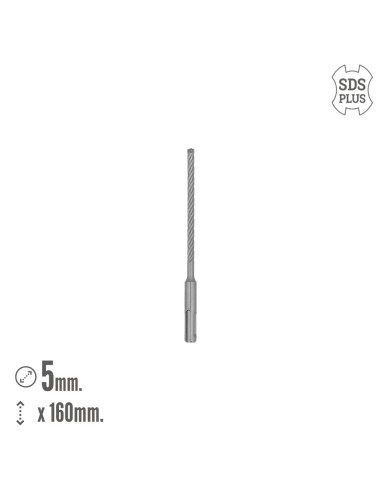 Broca Sds Plus 8 Filos Cortantes Especial Para Hormigon Armado Ø 5 x 160 mm. Broca Paredes, Broca Cimientos, Broca Muros