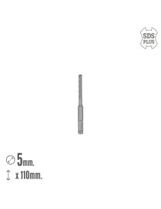 Broca Sds Plus 8 Filos Cortantes Especial Para Hormigon Armado Ø 5 x 110 mm. Broca Paredes, Broca Cimientos, Broca Muros 2
