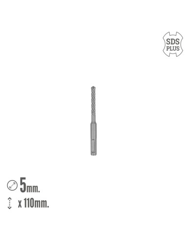 Broca Sds Plus 8 Filos Cortantes Especial Para Hormigon Armado Ø 5 x 110 mm. Broca Paredes, Broca Cimientos, Broca Muros