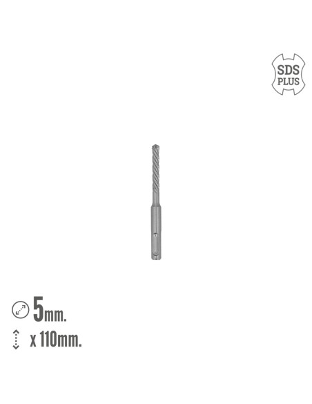 Broca Sds Plus 8 Filos Cortantes Especial Para Hormigon Armado Ø 5 x 110 mm. Broca Paredes, Broca Cimientos, Broca Muros