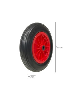 Rueda Carretilla Invernadero Poliuretano Impinchable Llanta Plástico, Ø 360 mm. Eje Ø 20 mm. 2